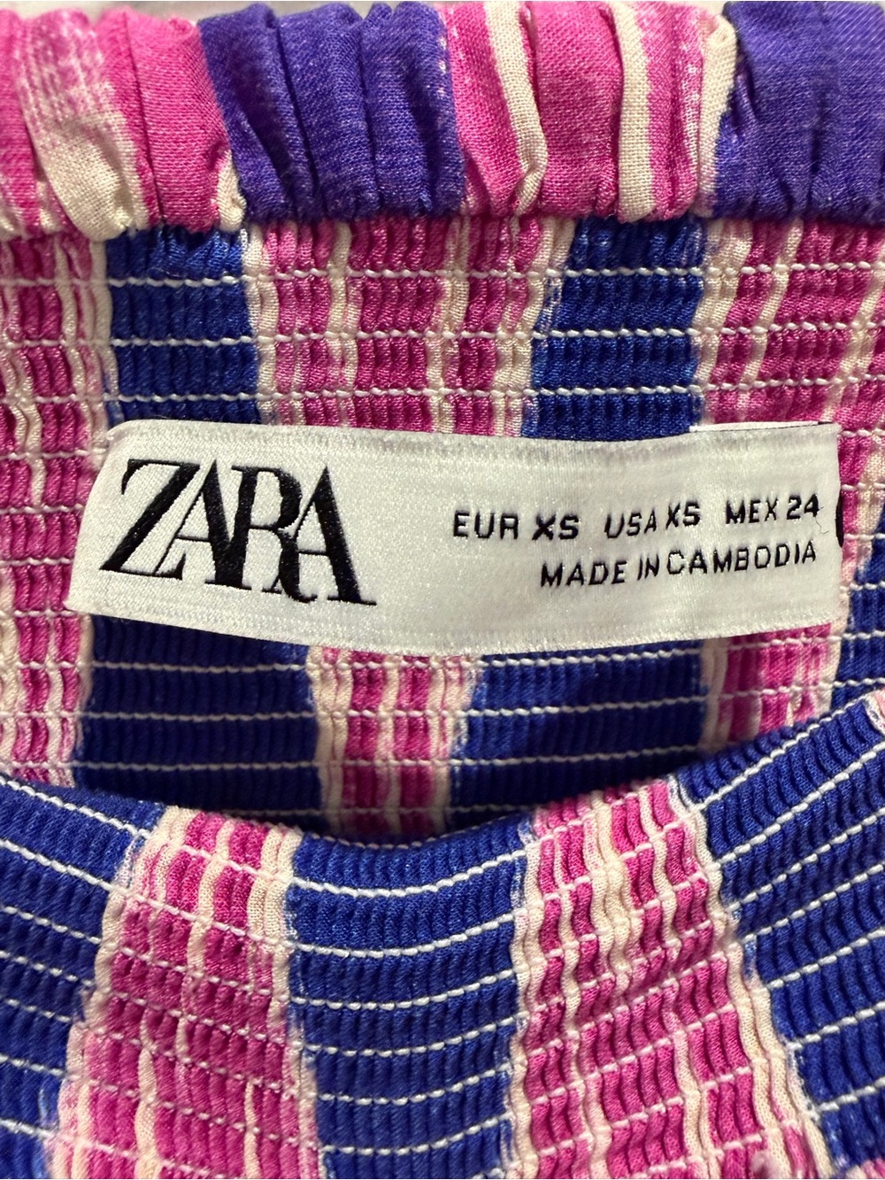 Zara Strapless Maxi Dress Purple Pink Chevron Print Size XS - Picture 6 of 6